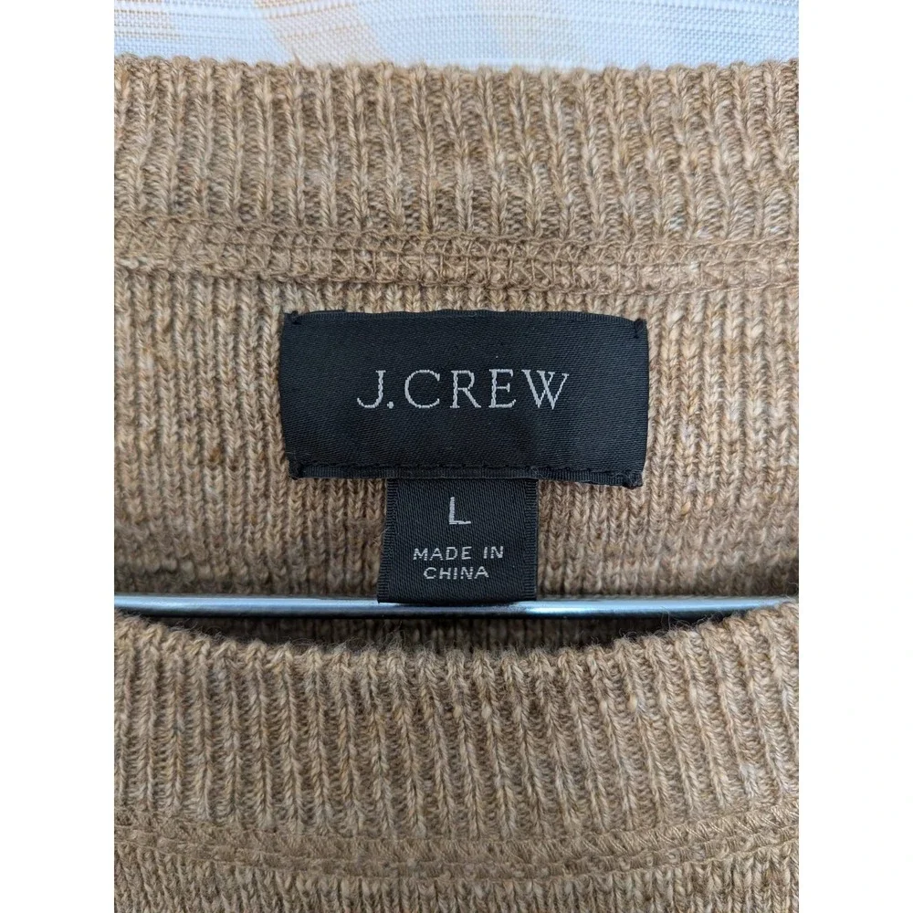 J Crew Mens Striped‎ Crewneck Sweater Cotton L Khaki Green Grey Navy